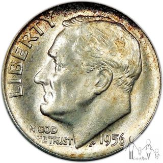 1956 (p) Bu Unc Roosevelt Silver Dime 10c Us Coin A11 photo