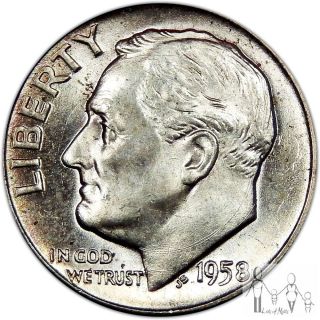 1958 D Bu Unc Roosevelt Silver Dime 10c Us Coin A13 photo