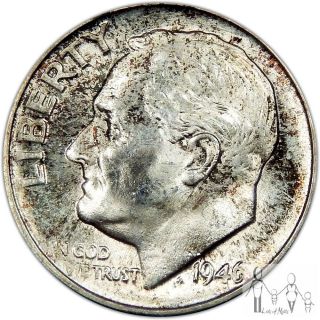 1946 D Choice Bu Unc Roosevelt Silver Dime 10c Us Coin A14 photo