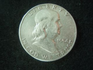 1954 - D Ben Franklin Half Silver Dollar.  50. . .  Xf photo
