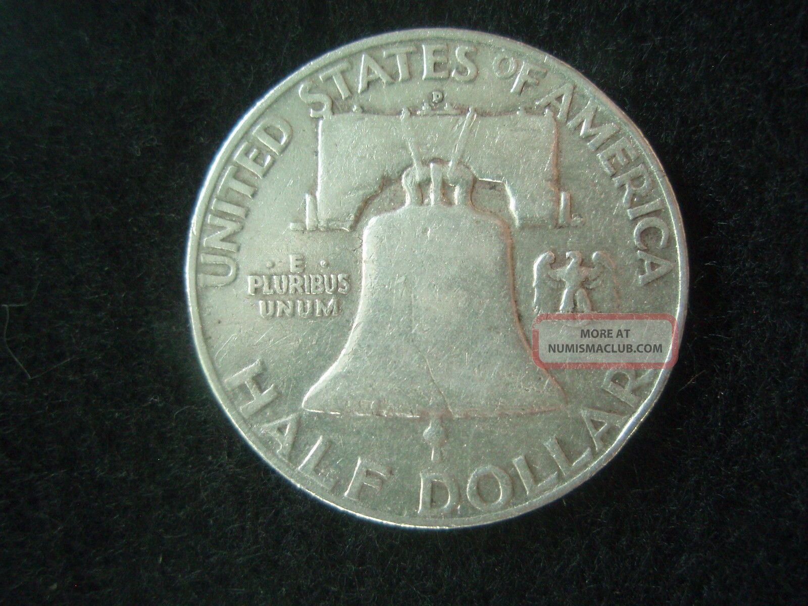 1954 - D Ben Franklin Half Silver Dollar. 50. . . Xf
