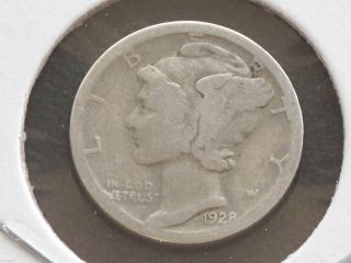 1928 - S Mercury Dime 90% Silver U.  S.  Coin D3373 photo