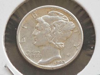 1942 - D Mercury Dime 90% Silver U.  S.  Coin D3401 photo