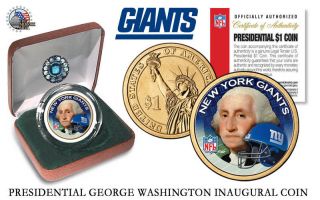 York Giants Nfl Us Presidential Dollar Coin,  W Velvet Box And photo