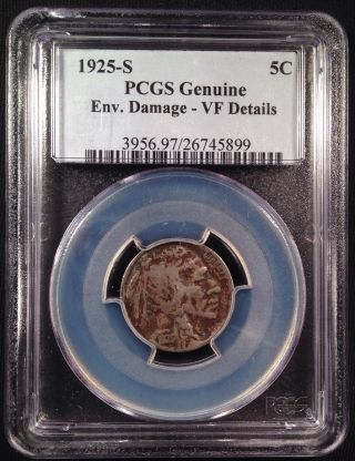 1925 - S Buffalo Head Nickel Five Cent Pcgs Vf Details  26745899 photo