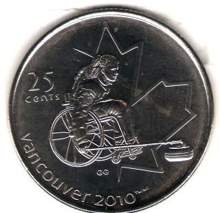 2007 Canada Uncirculated 25 Cent Commemorative Wheelchair Curling Quarter photo