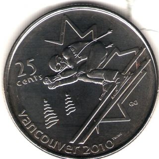 2007 Canada Uncirculated 25 Cent Commemorative Alpine Skiing Quarter photo