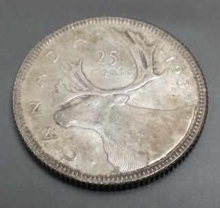 1937 Canadian Quarter - 80% Silver - Choice Very Fine To Extremely Fine photo