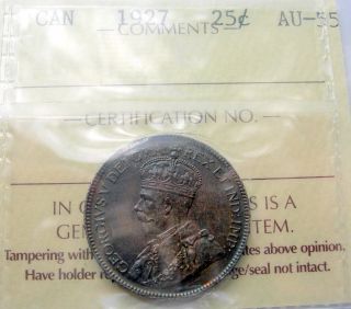 1927 Twenty - Five Cents Iccs Au - 55 Stunning Rare Date Au - Unc Key George V Quarter photo