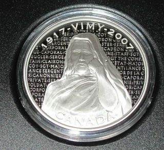 2007 Canada Silver Coin $30 Dollars Vimy Ridge Proof 1oz - Mintage 5190 Pc photo