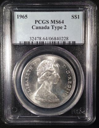 1965 Canadian Silver Dollar Type2 Pcgs Ms64   06840228 photo
