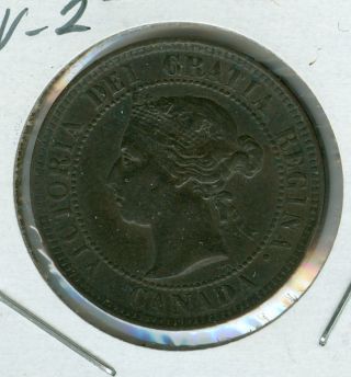 1884 Obv - 2 Canada Large Cent Ef Grade. photo