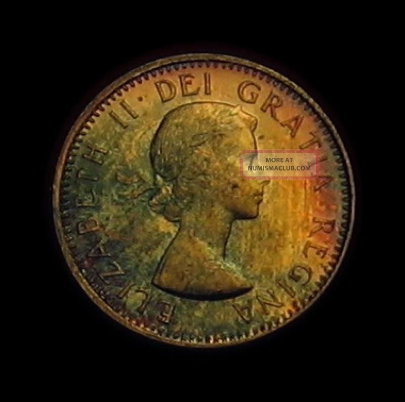 1962 Canada Silver Dime Rainbow Toned Coin Gorgeous Patina