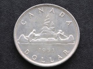 1953 Canada Silver Dollar Canadian Coin A4247 photo