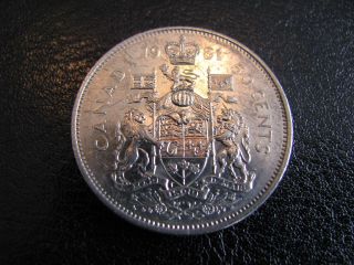 1981 - Canadian 50 Cents Nickel Coin Circulated. photo