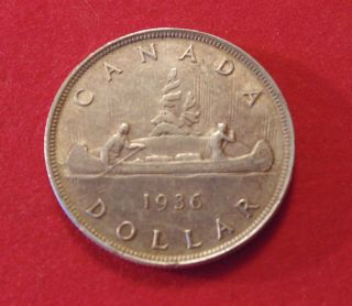 Canada Canadian 1936 Real.  800 Silver Dollar Great Brithday Gift 77 Year Old photo