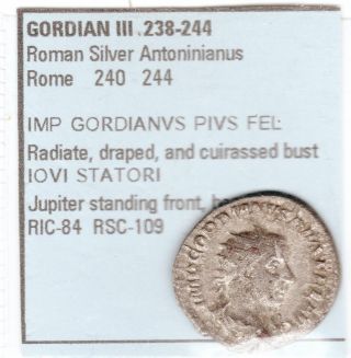 Ancient Roman Silver Antoniniaus.  Gordian Iii 238 - 244 Rome 238 - 240 Large 22 Mm photo