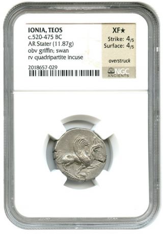 520 - 475 Bc Teos Ar Stater Ngc Xf Star (ancient Greek) photo