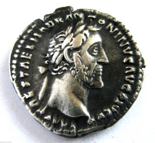 140 A.  D Emperor Antoninus Pius Roman Period Imperial Ar Silver Denarius Coin.  Ef photo