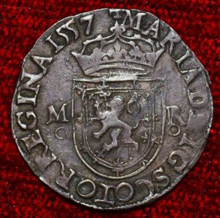 Choice Almost Uncirculated 1557 Mary Queen Of Scots Silver Testoon photo