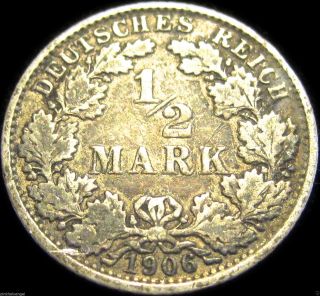 Germany - The German Empire 1906e Silver Half Mark Coin - Rare Coin photo