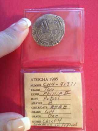 Authentic Valuable Rare 1622 Atocha Shipwreck Coin 2 Reale Grade 1 Phillip Ii photo