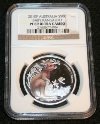 2010p Australia S50c Baby Kangaroo.  999 Fine Silver 1/2 Ounce Ngc Graded Coin photo