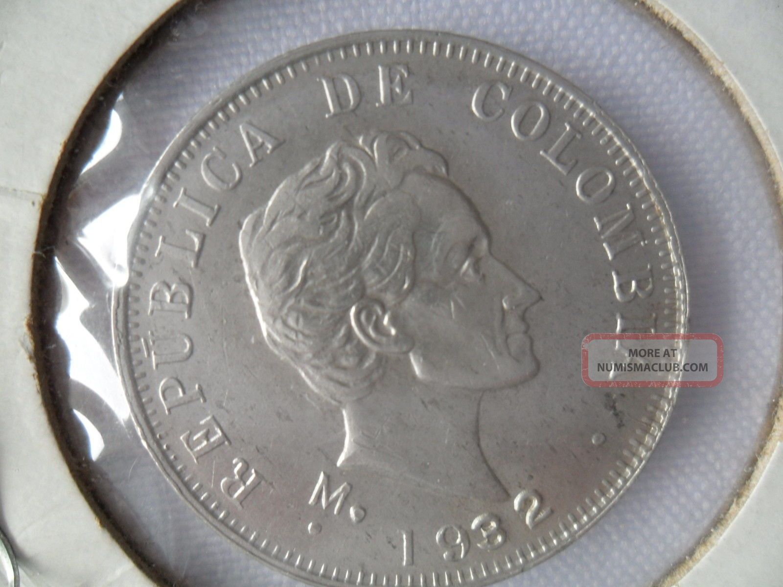 Colombia Coin 50 Centavos 1934 Silver Cat 133 Xf South America photo