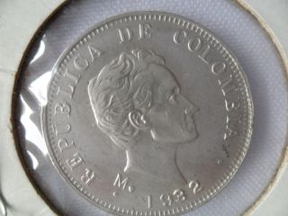 Colombia Coin 50 Centavos 1934 Silver Cat 133 Xf photo
