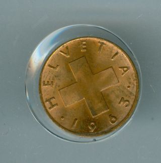 1963 - B Switzerland Red Cent Finest Grade State. photo