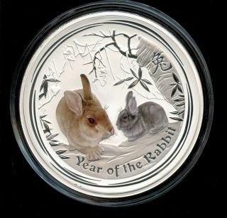 2011 32.  15 Oz Kilo Silver Australian Year Of Rabbit Colorized - Perth photo