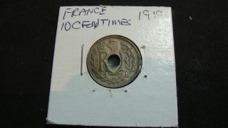 1919 France 10 Centimes Coin Liberte Egalite Fraternite photo