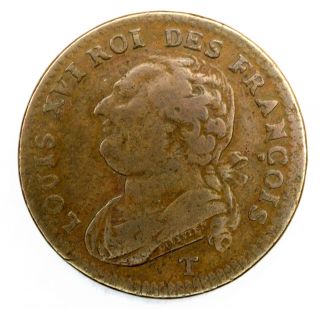 1793 T France 12 Deniers Louis Xvi Km 600 Bronze Coin (post Colonial) 358 photo