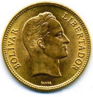 Venezuela 10 Bolivares Y 31 Unc Gold Coin 1930 photo