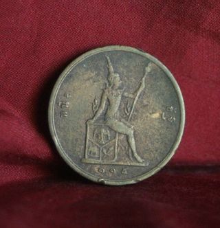 Thailand 1 Att 1896 Rs115 Bronze World Coin Y22 Seated Spear Asia Thai Rama V photo