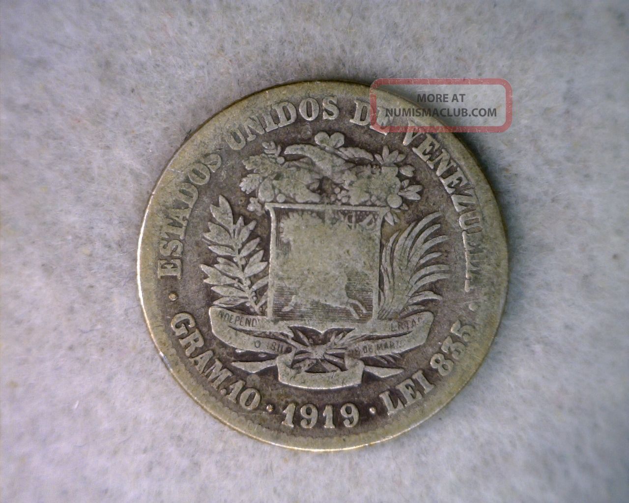 Venezuela 2 Bolivares 1919 Silver Coin South America photo