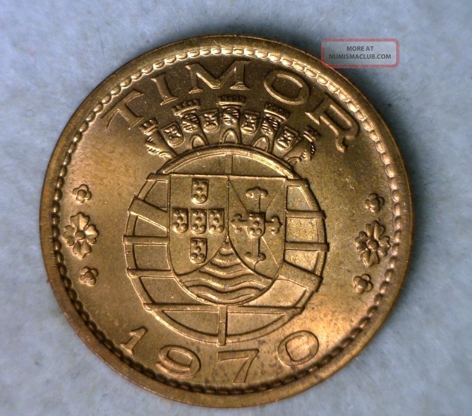 Timor 1 Escudo 1970 Red Bu Portugal Coin Asia photo