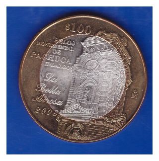Mexico Bimetallic Silver Coin 100 Pesos 2006 Reloj Monumental De Pachuca L83 photo
