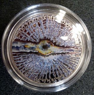 Cook Islands 2013 Russia Chelyabinsk Meteorite Insert Silver Proof $5 Coin photo