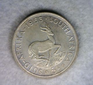 South Africa 5 Shillings 1953 Uncirculated Silver Coin photo