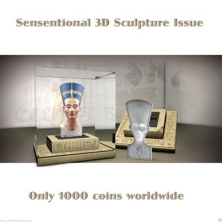 Nefertiti - Sculpture Of Art 3 Oz 3d Silver Coin Solomon Islands 2013 photo