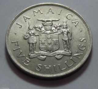 1966 Jamaica Copper Nickel 5 Shillings Coin - Commonwealth Games photo