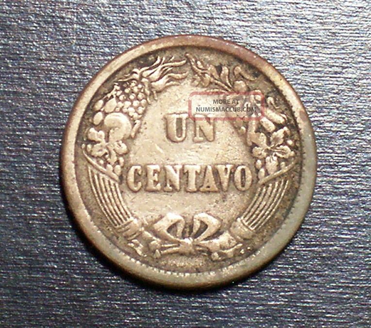 Peru Centavo 1864 Copper - Nickel Coin South America photo