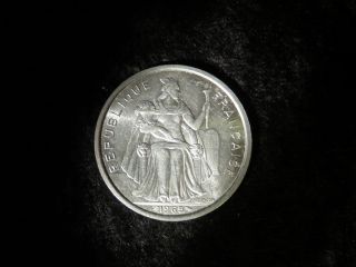 Foreign French Polynesia 1965 5 Francs Polnesian 5 Dollars Coin - Flip photo