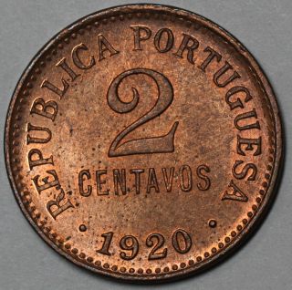 1920 Red Bu Portugal 2 Centavos State Coin photo