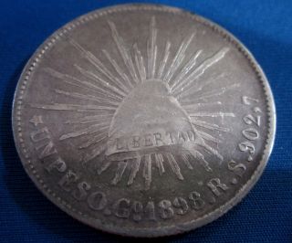 Un Peso Fuerte Guanajuato R.  S.  1898 Mexico Ley.  902,  7 photo