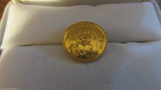 1986 5 Y Chinese Gold Panda Coin.  999 1/20 Oz photo