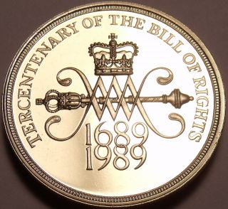 Cameo Proof Great Britain 1989 2 Pounds Tercentenary Of The Bill Of Rights Fr/sh photo