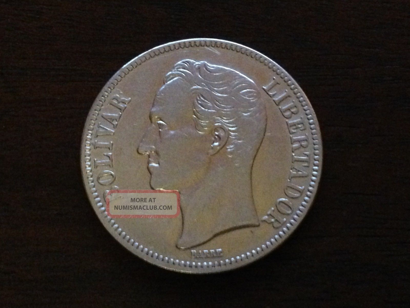 Rare Date 1936 Venezuela Silver Bolivar Libertador.  900 Silver Coin South America photo