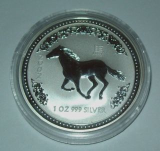 2002 Australia Horse Series I Lunar 1 Oz.  Silver Dollar Low Mintage 99,  632 photo